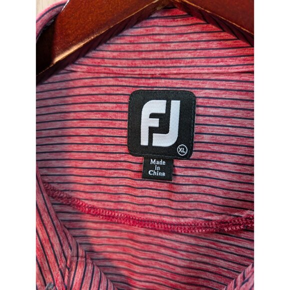 Footjoy FJ Polo Shirt Men's XL Extra Large Red Stripe Golf Performance Athletic - Picture 3 of 6